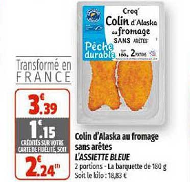 colin d'alaska au fromage sans arêtes l'assiette bleue