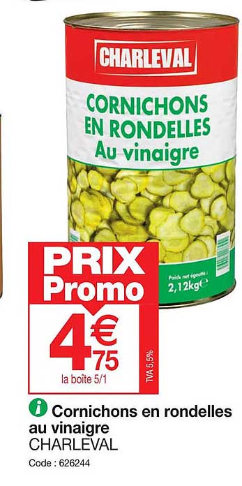 Cornichons En Rondelles Au Vinaigre Charleval