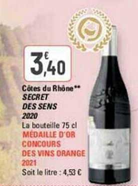 côtes du rhône secret des sens 2020