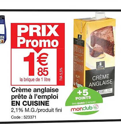 crème anglaise prête à l'emploi en cuisine