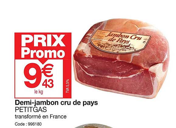 demi-jambon cru de pays petitgas