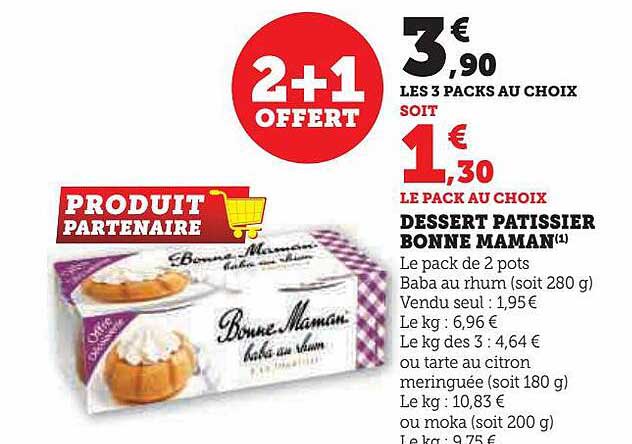 dessert patissier bonne maman 2+1offert