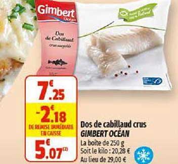 dos de cabillaud crus gimbert océan