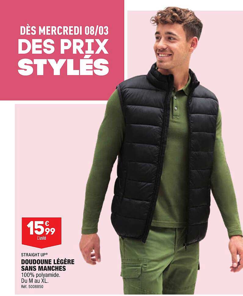 doudoune légère sans manches straight up