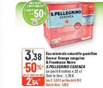 eau minérale naturelle gazéifiée saveur orange sanguine & framboise noire s pellegrino essenza