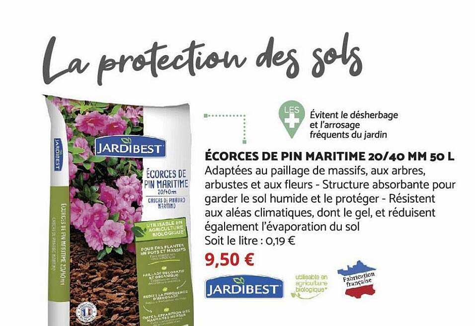 écorces de pin maritime 20-40 mm 50 l jardibest