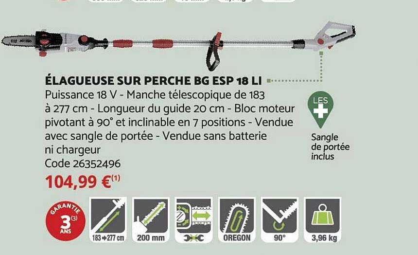 élagueuse sur perche bg esp 18 li