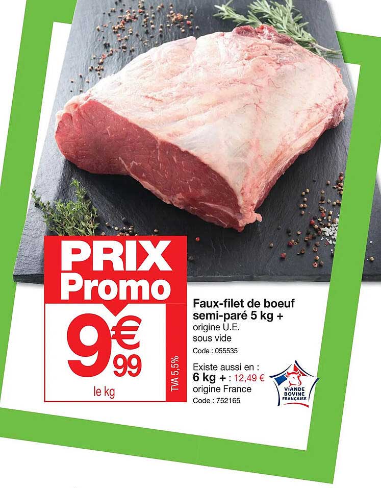 faux-filet de bœuf semi-paré 5kg+