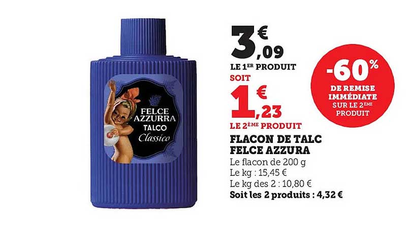 flacon de talc felce azzurra -60% de remise immédiate sur le 2ème produit