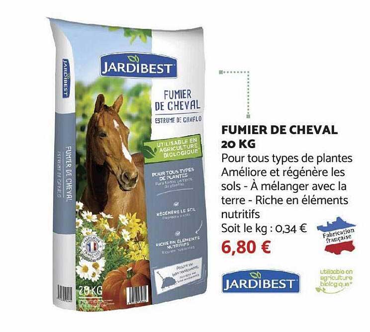 fumier de cheval 20 kg jardibest