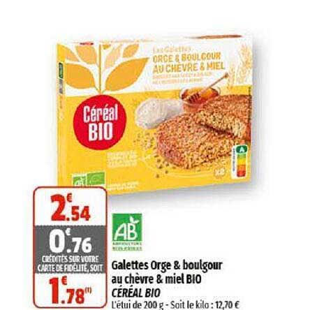 Galettes Orge & Boulgour Au Chèvre & Miel Bio Céréal Bio