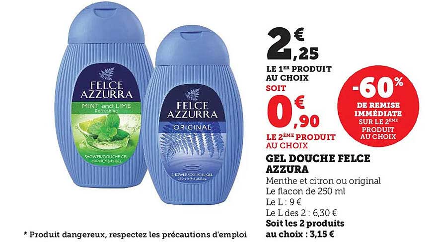 gel douche felce azzurra -60% de remise immédiate sur le 2ème produit au choix
