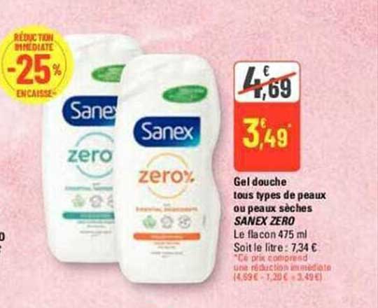 Gel Douche Tous Types De Peaux Ou Peaux Sèches Sanex Zero