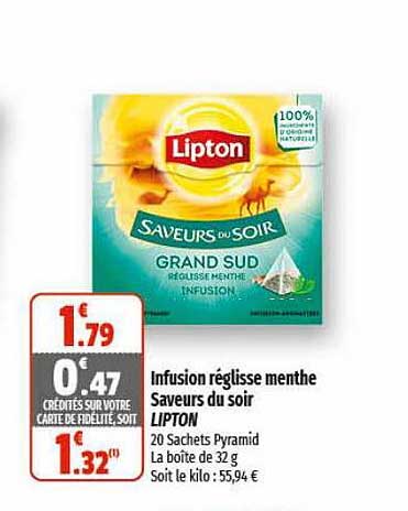 infusion réglisse menthe saveurs du soir lipton