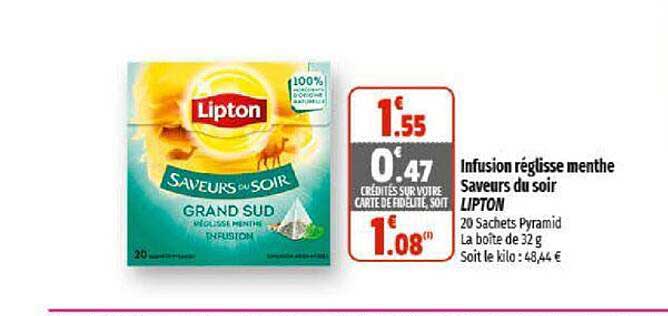 infusion réglisse menthe saveurs du soir lipton