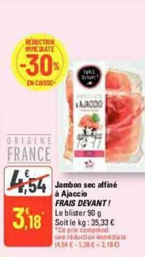 jambon sec affiné à ajaccio frais devant