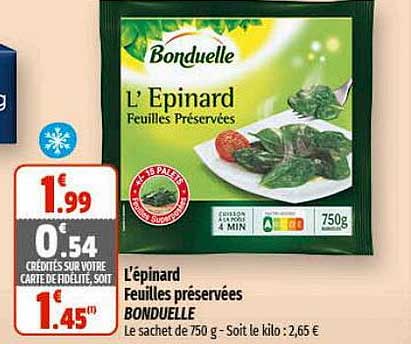 l'épinard feuilles préservées bonduelle