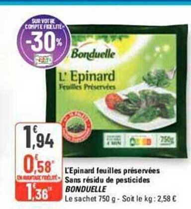 l'epinard feuilles préservées sans résidu de pesticides bonduelle