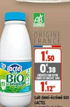 lait demi-écréme bio lactel