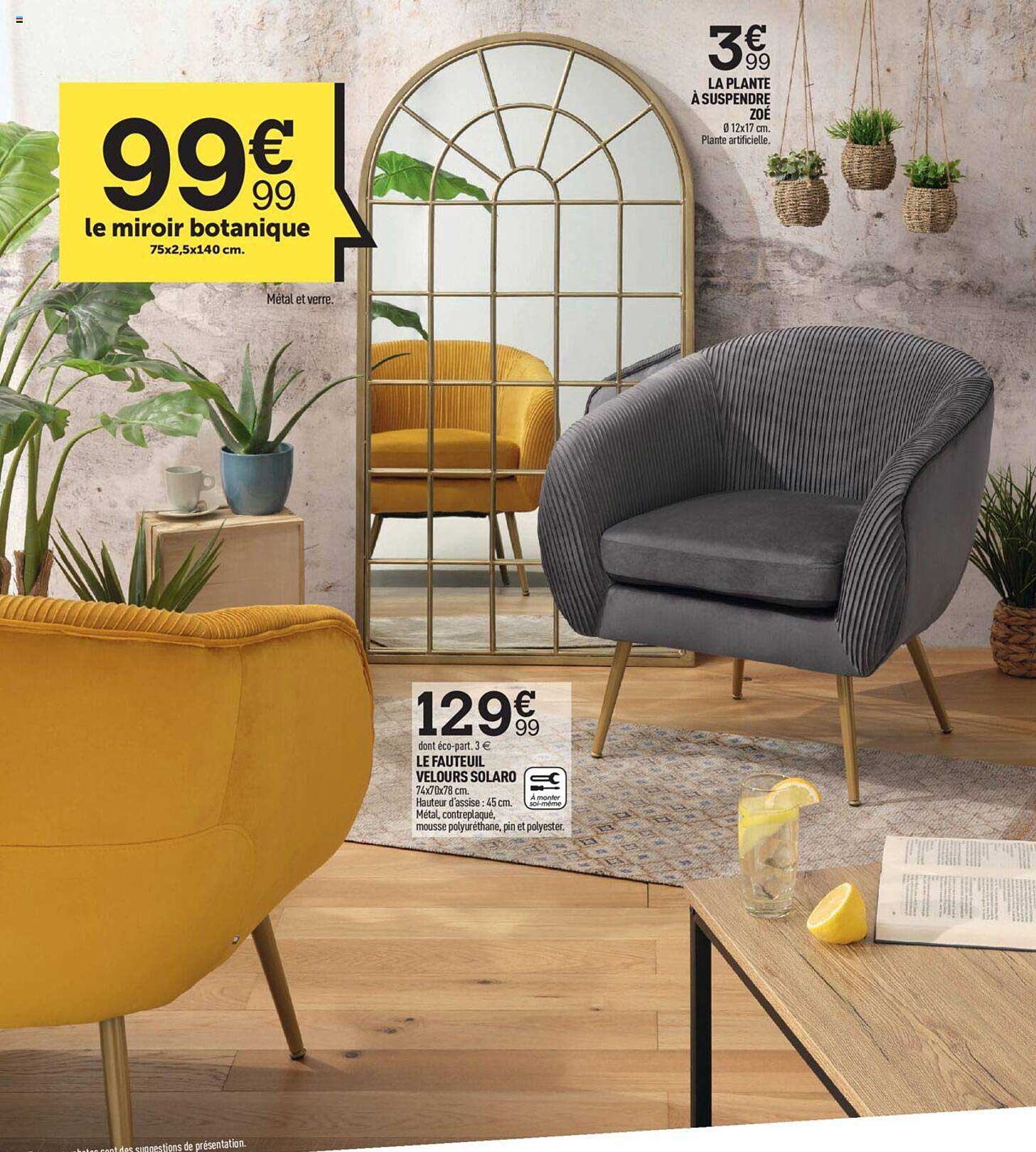 le miroir botanique le fauteuil velours solard la plante à suspendre zoé