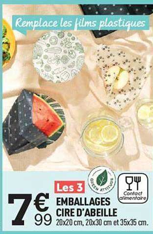 les 3 emballages cire d'abeille