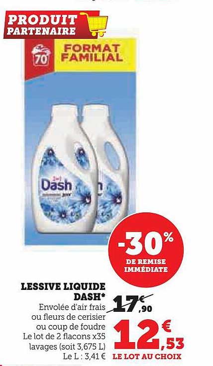 Lessive Liquide  Dash -30% De Remise Immédiate