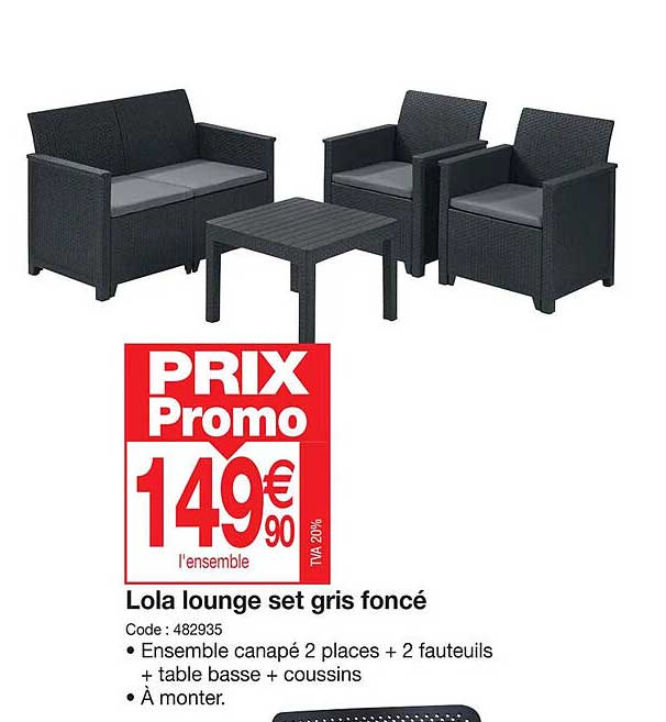 lola lounge set gris foncé