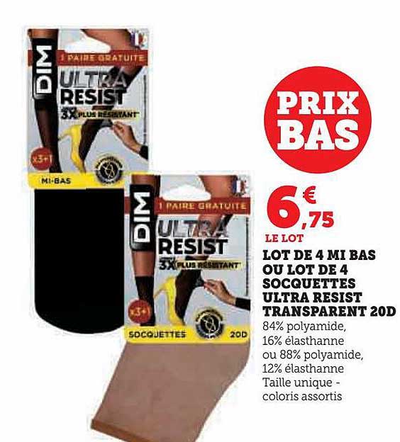 Lot De 4 Mi Bas Ou Lot De 4 Soquettes Ultra Resist Transparent 20d