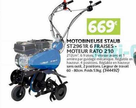 motobineuse staub st2961r 6 fraises - moteur rato 210