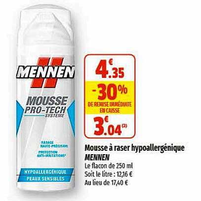 mousse à raser hypoallergérnique mennen