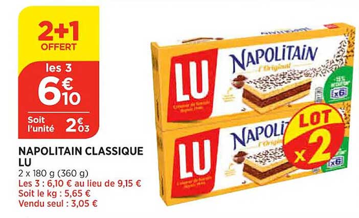 Napolitan Classique Lu 2+1 Offert