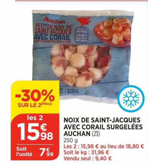 noix de saint-jacques avec corail surgelées auchan
