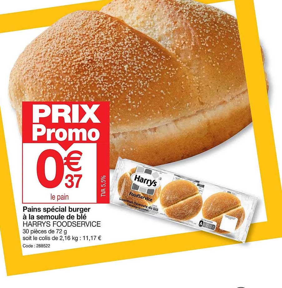 pains spécial burger à la semoule de blé harrys foodservice