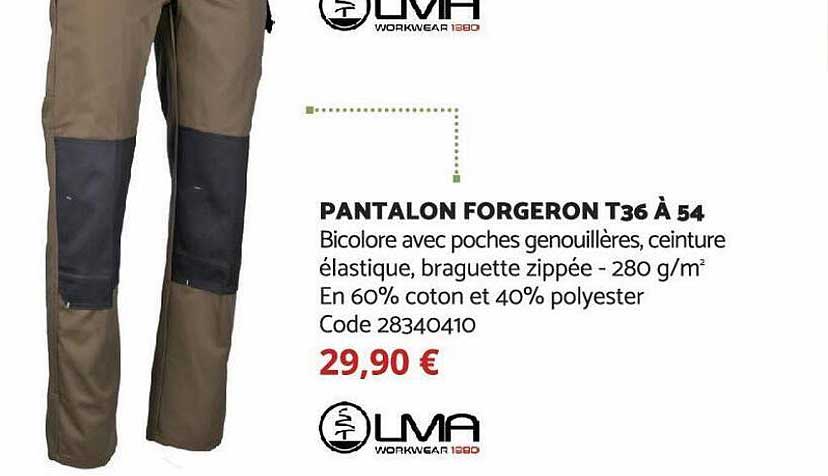 pantalon forgeron t36 à 54 lma