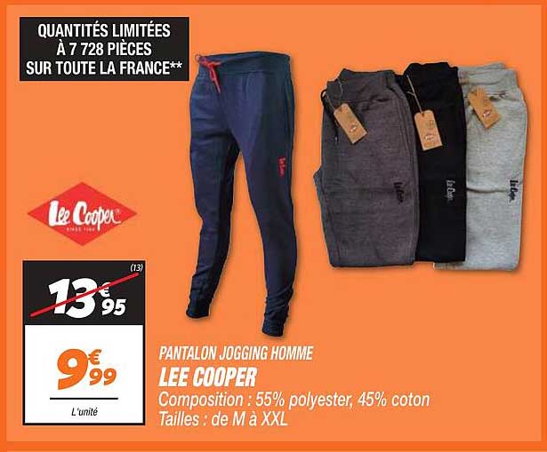 pantalon jogging homme lee cooper