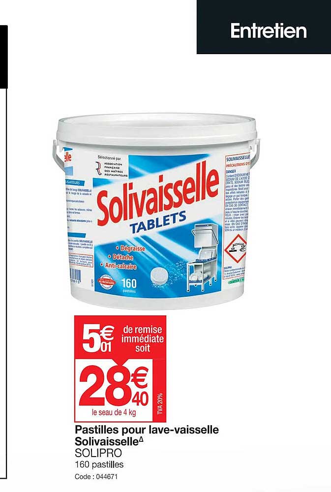 pastilles pour lave-vaisselle solivaissselle solipro