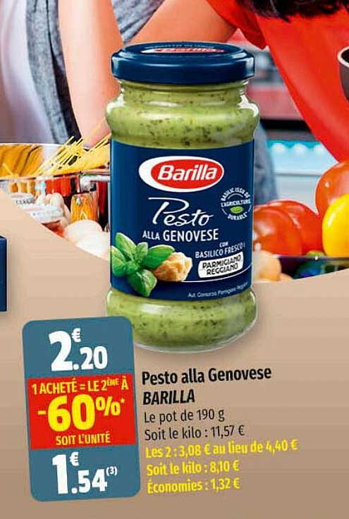 pesto alla genovese barilla 1 acheté = le 2ème à -60%