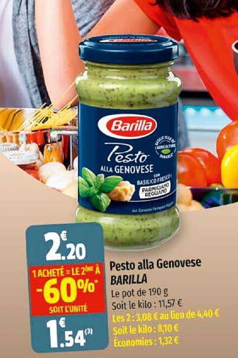 pesto alla genovese barilla 1 acheté = le 2ème à -60%