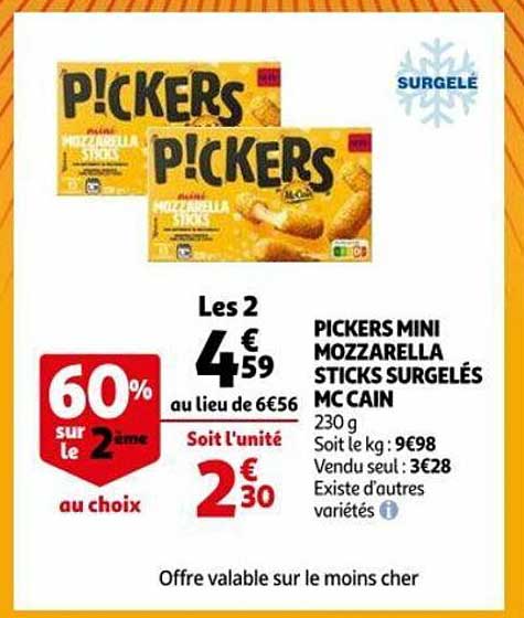 pickers mini pozzarella sticks surgelés mc cain