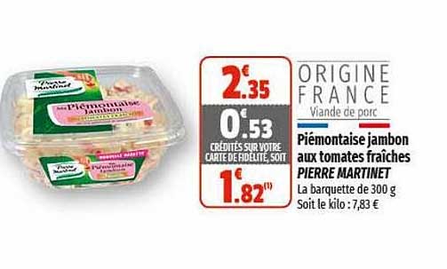 Piémontaise Jambon Aux Tomates Fraîches Pierre Martinet