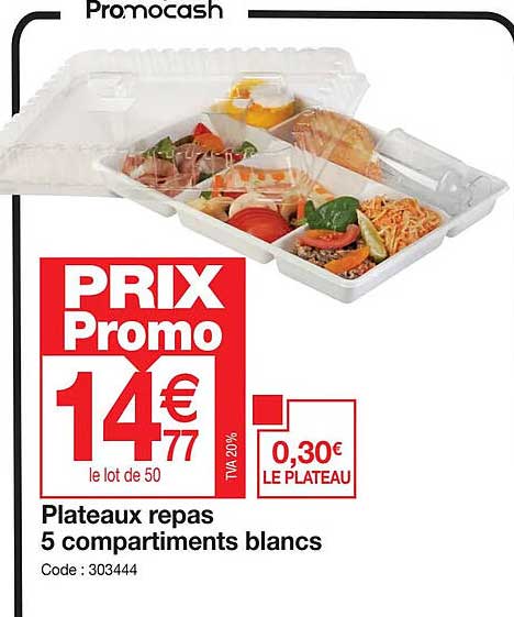 Plateaux Repas 5 Compartiments Blancs