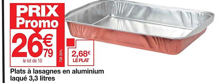 plats à lasagnes en aluminum laqués 3.3 litres
