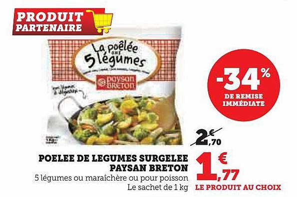 poêlée de légumes surgelée paysan breton -34% de remise immédiate