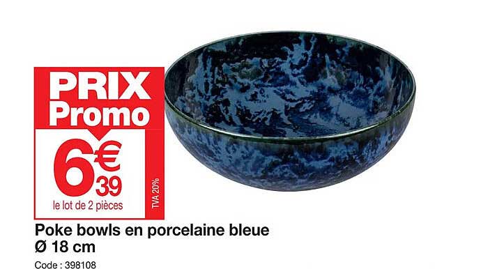poke bowls en porcelaine bleue ø 18 cm