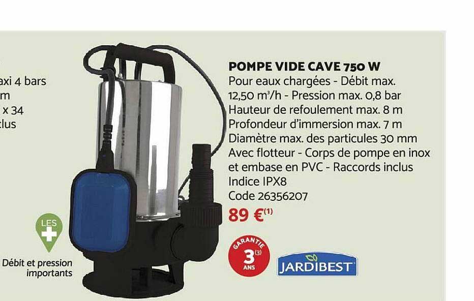 pompe vide cave 750 w jardibest