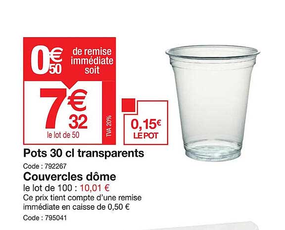 pots 30 cl transparents couvercles dôme