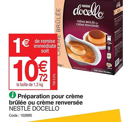 préparation pour crème brûlée ou crème renversée nestlé docello