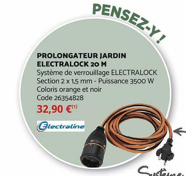 prolongateur jardin electralock 20m electraline