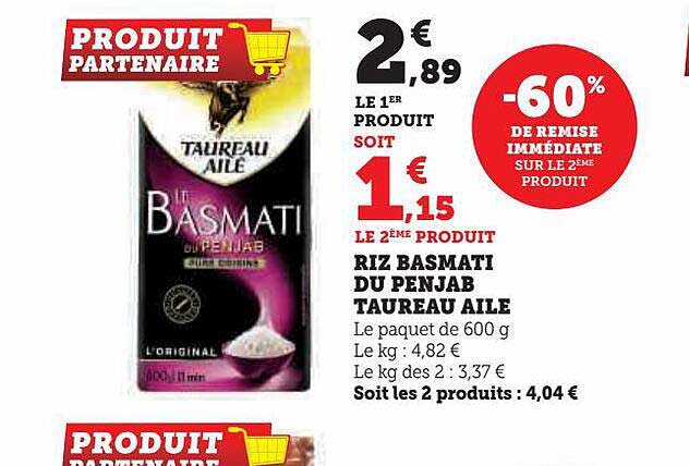 Riz Basmati Du Penjab Taureau Aile -60% De Remise Immédiate Sur Le 2ème Produit