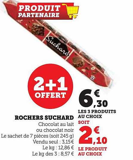 Rochers Suchard 2+1 Offert